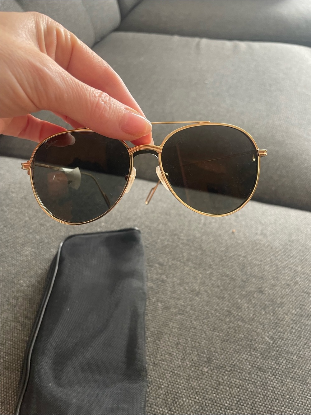 Cartier Gold Frame Sunglasses with Dark Lenses